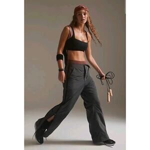 Free People Movement Nova Lined Wide Leg Pants XL Grey Side Zip Baggy Streetwear